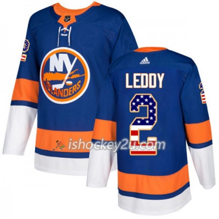 Mænd NHL New York Islanders Trøje Nick Leddy 2 Adidas 2017-2018 Blå USA Flag Fashion Authentic